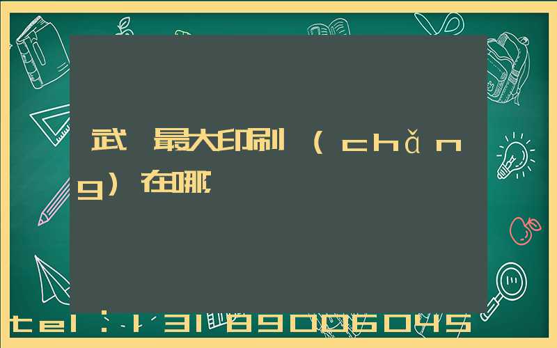 武漢最大印刷廠(chǎng)在哪