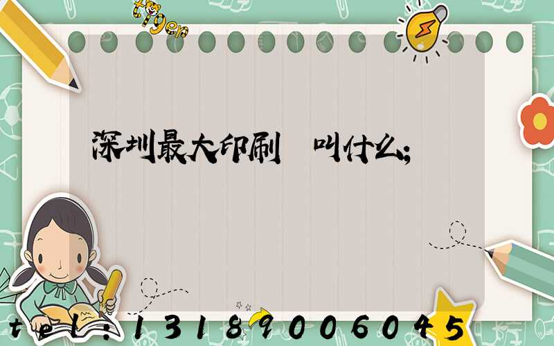 深圳最大印刷廠叫什么